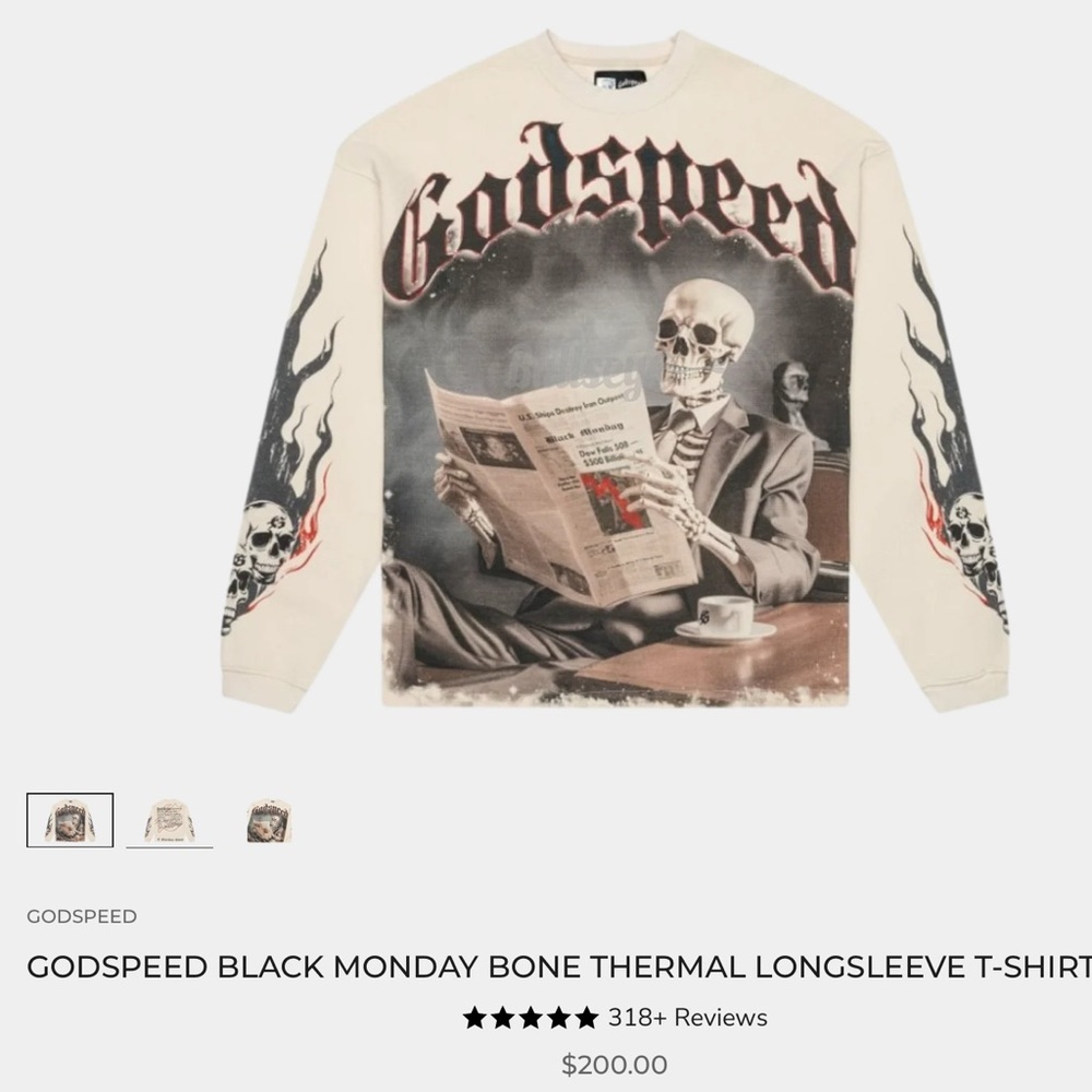 Black Monday Bone Thermal Long Sleeve T-Shirt